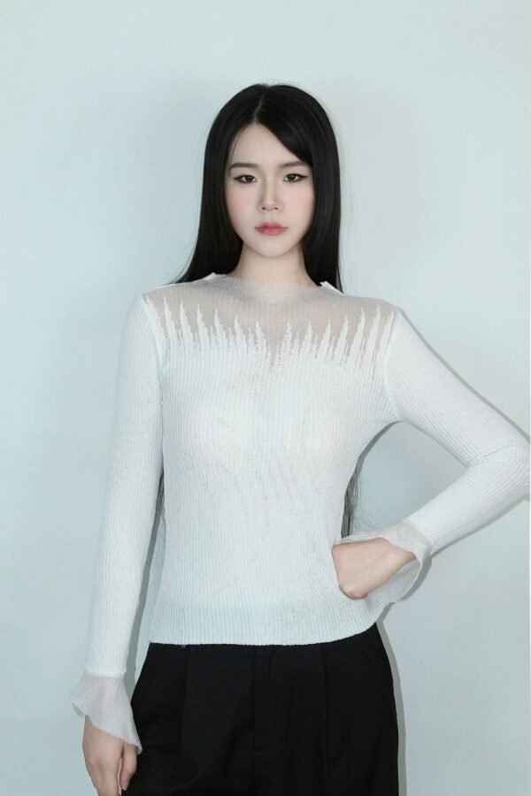 Bell-Sleeve Knitted Sweater - Image 3