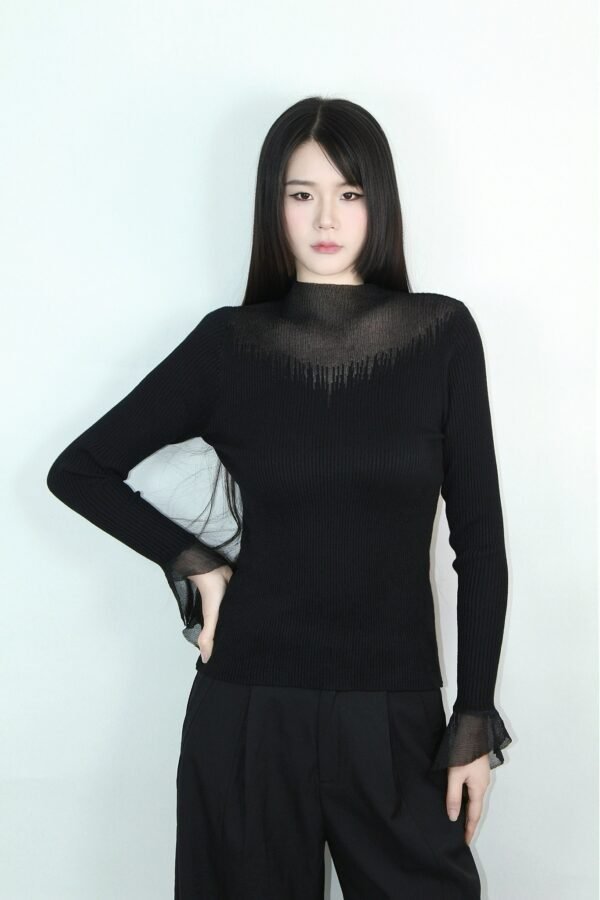 Bell-Sleeve Knitted Sweater