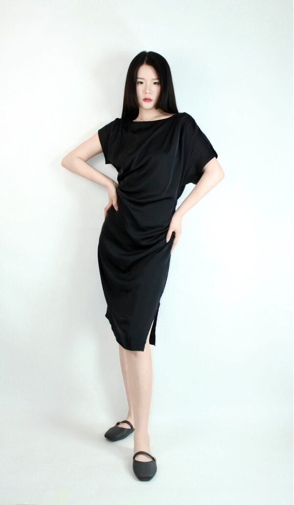 Draped Satin Maxi Dress - Image 5
