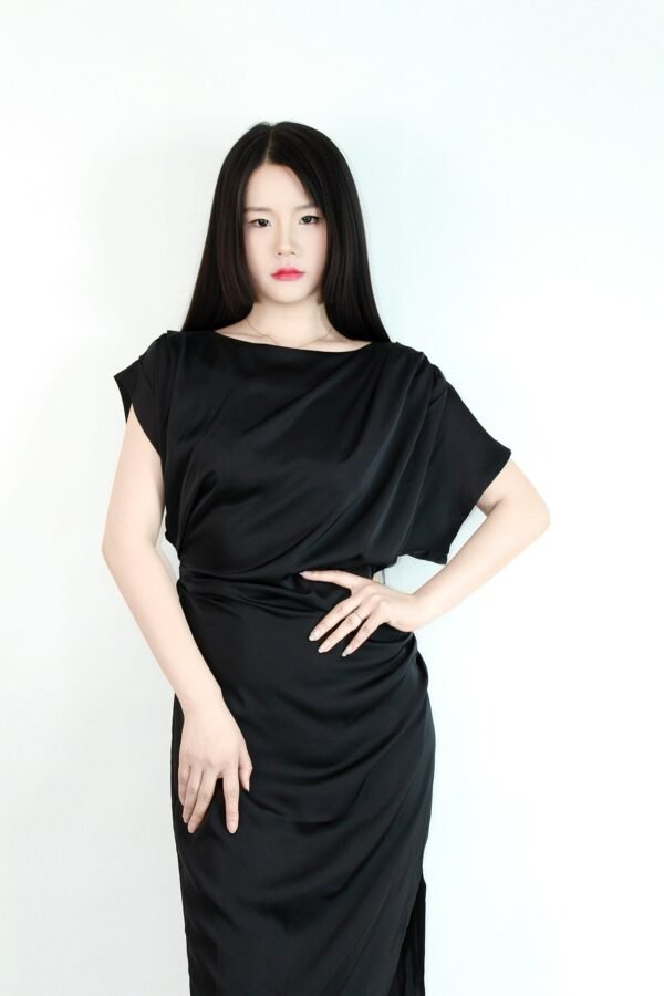 Draped Satin Maxi Dress - Image 4