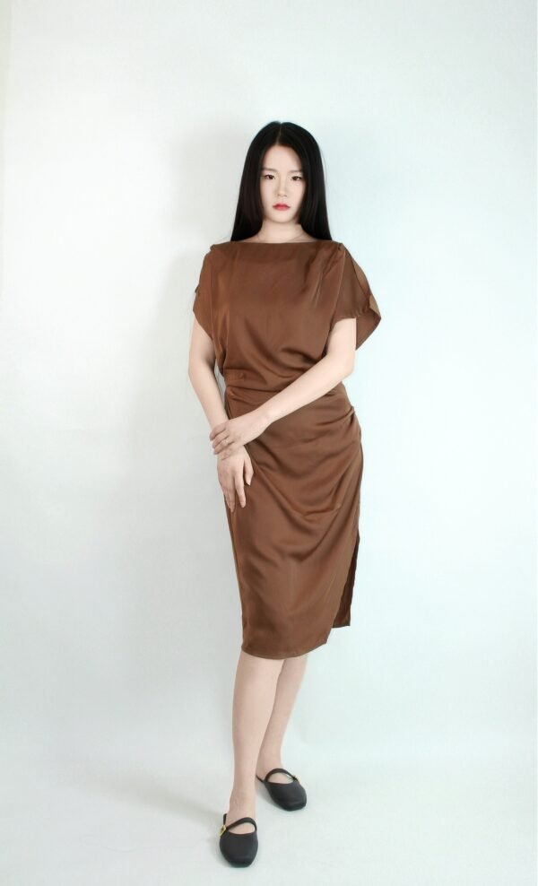 Draped Satin Maxi Dress - Image 2
