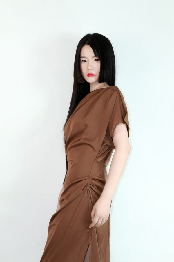 Draped Satin Maxi Dress