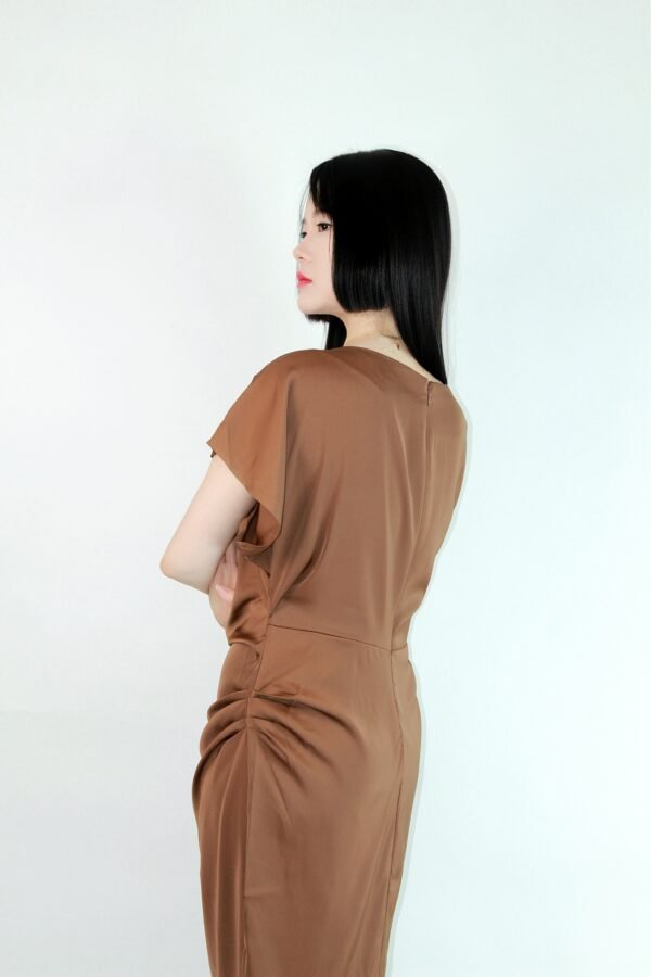 Draped Satin Maxi Dress - Image 3